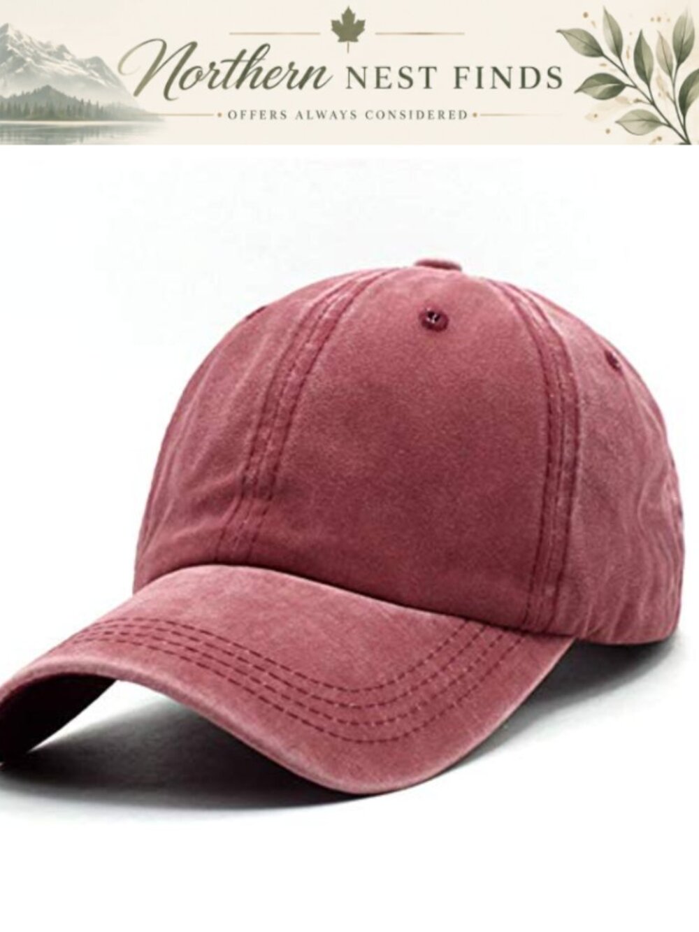 100% Cotton Vintage Washed Twill Baseball Cap Adjustable Distressed Dad Hat